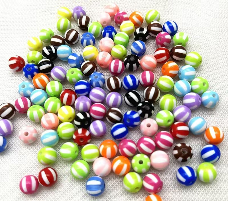 #12mm Macaron Two-Tone Watermelon Stripe Beads, DIY Beads for Car Hanging, Bracelets, Hair Ties & Hair Accessories