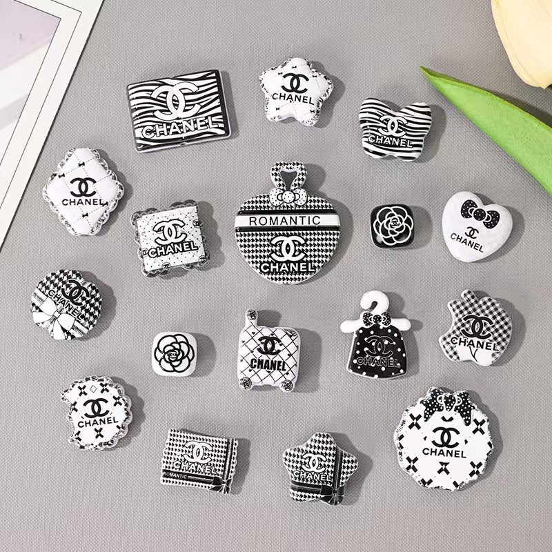 #Perforated Chanel-Style Printed Beads & Heart Bag Designer Beads, DIY Beads for Phone Chains, Jewelry Accessories & Pen Decoration