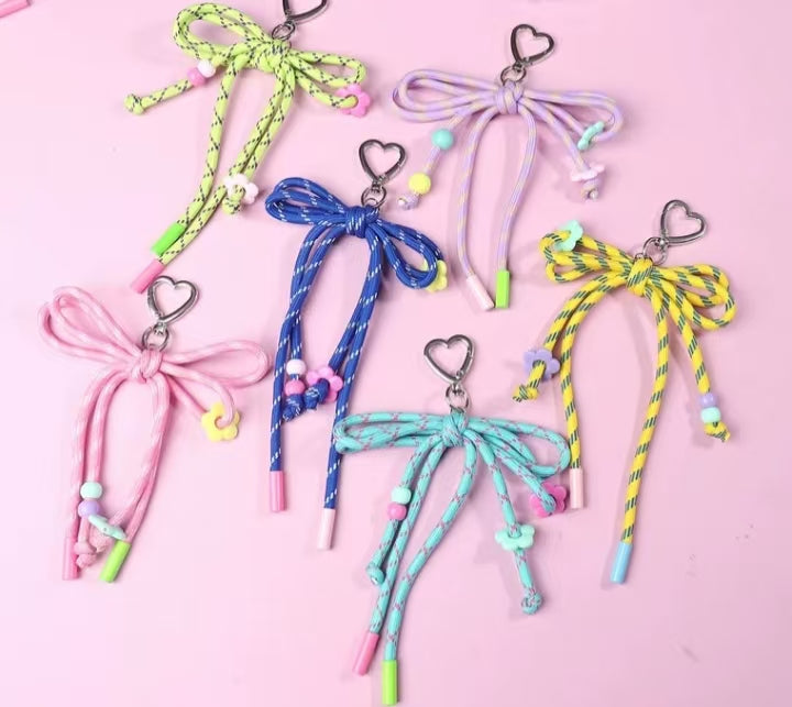 #Xiaohongshu Trendy Miu-Style Weave Bowknot Keychain