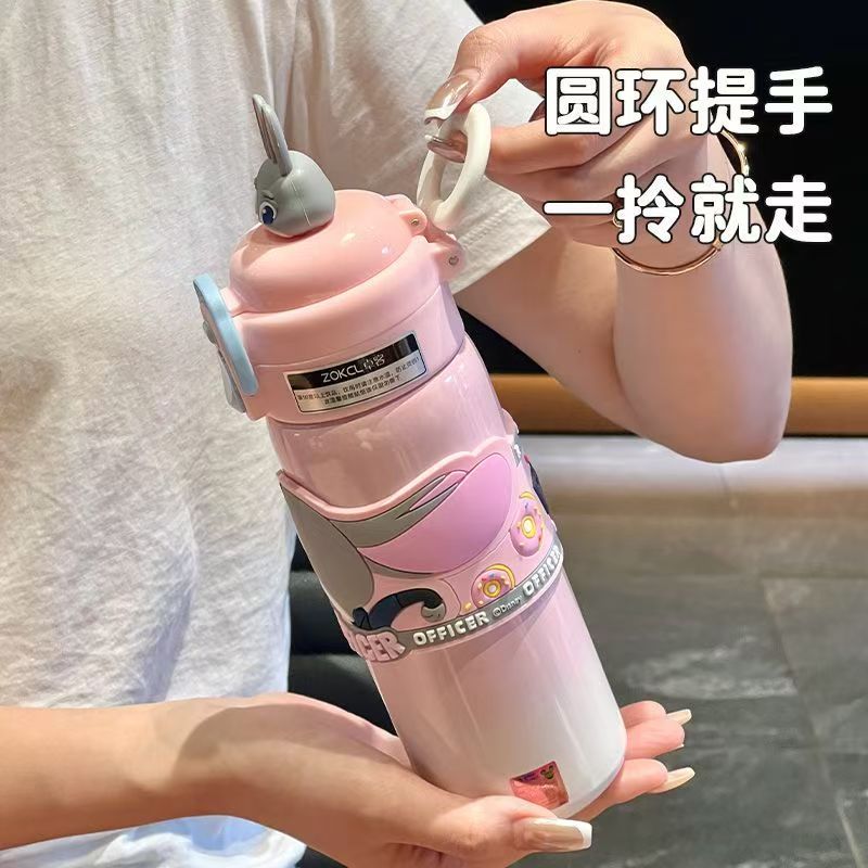 #Disney Insulated Cup, Nick & Judy Dual-use Design, High Aesthetic Straw Cup for Girls, Special Cup for Judy Kids at School