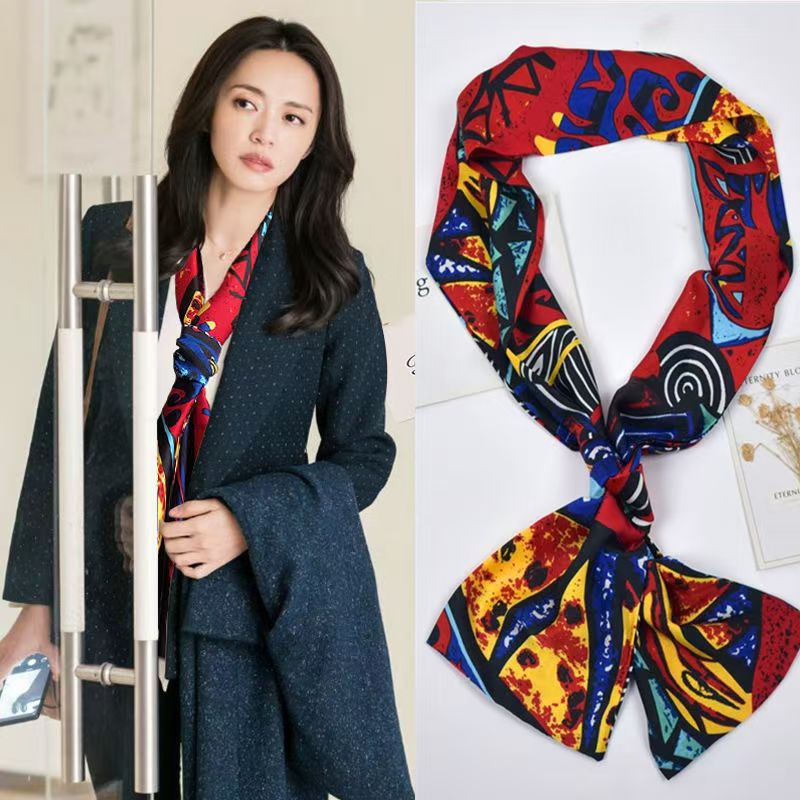 #Star Yao Chen's同款 Scarf - Women's Spring/Autumn Small Silk Scarf