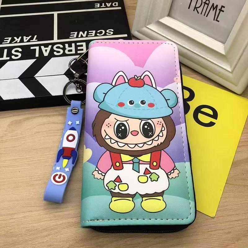 #Labubu Peripheral Long Wallet for Students, Cartoon Hand Rope,