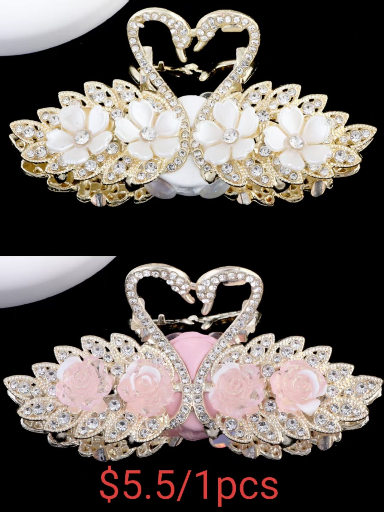#Premium Quality Double-Sided Swan Drill Beads with Love Pattern (Straight Hole)