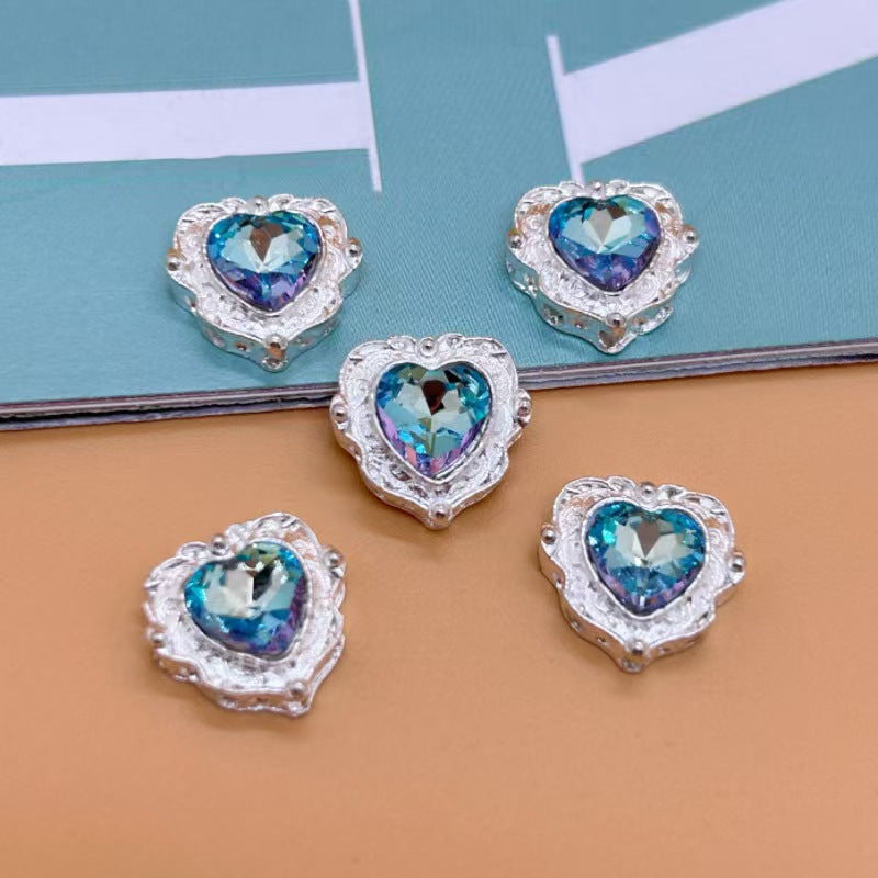 #Alloy Multi-Color Zircon Heart-Shaped Multi-Hole Spacer Beads