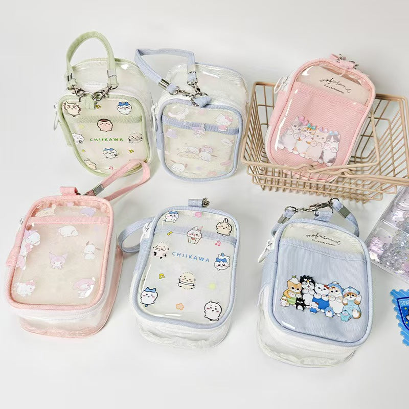 #Cute Kii Kawaii Handheld Stroller Bag, Cartoon Sanrio Shark Cat Plush Toy Storage Bag