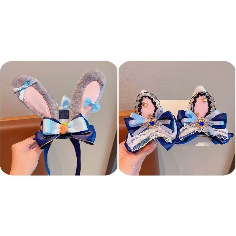 #Bunny Police Officer Kids' Cartoon Hair Clips, Girls' Sweet Hair Accessories, Judy Rabbit Cosplay Hair Pins