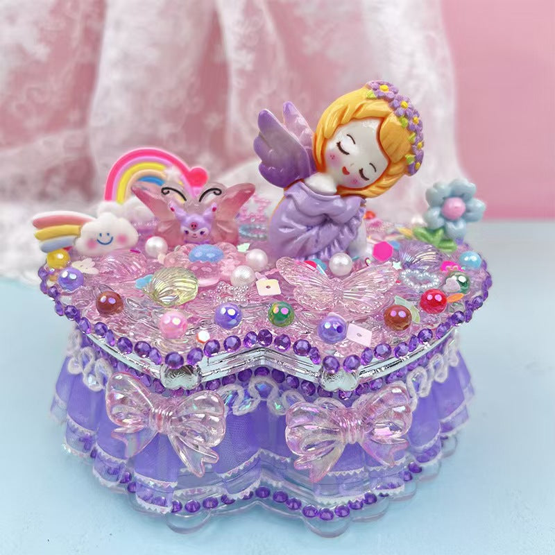 #Cream Glue Jewelry Box, Kids Handmade DIY Craft Kit for Desktop Storage Box, Girl's Gift & Educational Toy