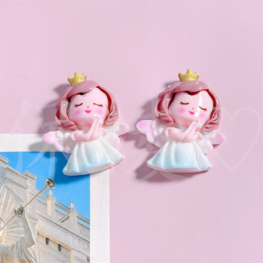 #Colorful Glossy Cartoon Angel Girl Resin Accessories (Hole-Punchable for Pendants) - DIY Cream Glue Hair Accessories, Phone Charms, Keychain Stickers
