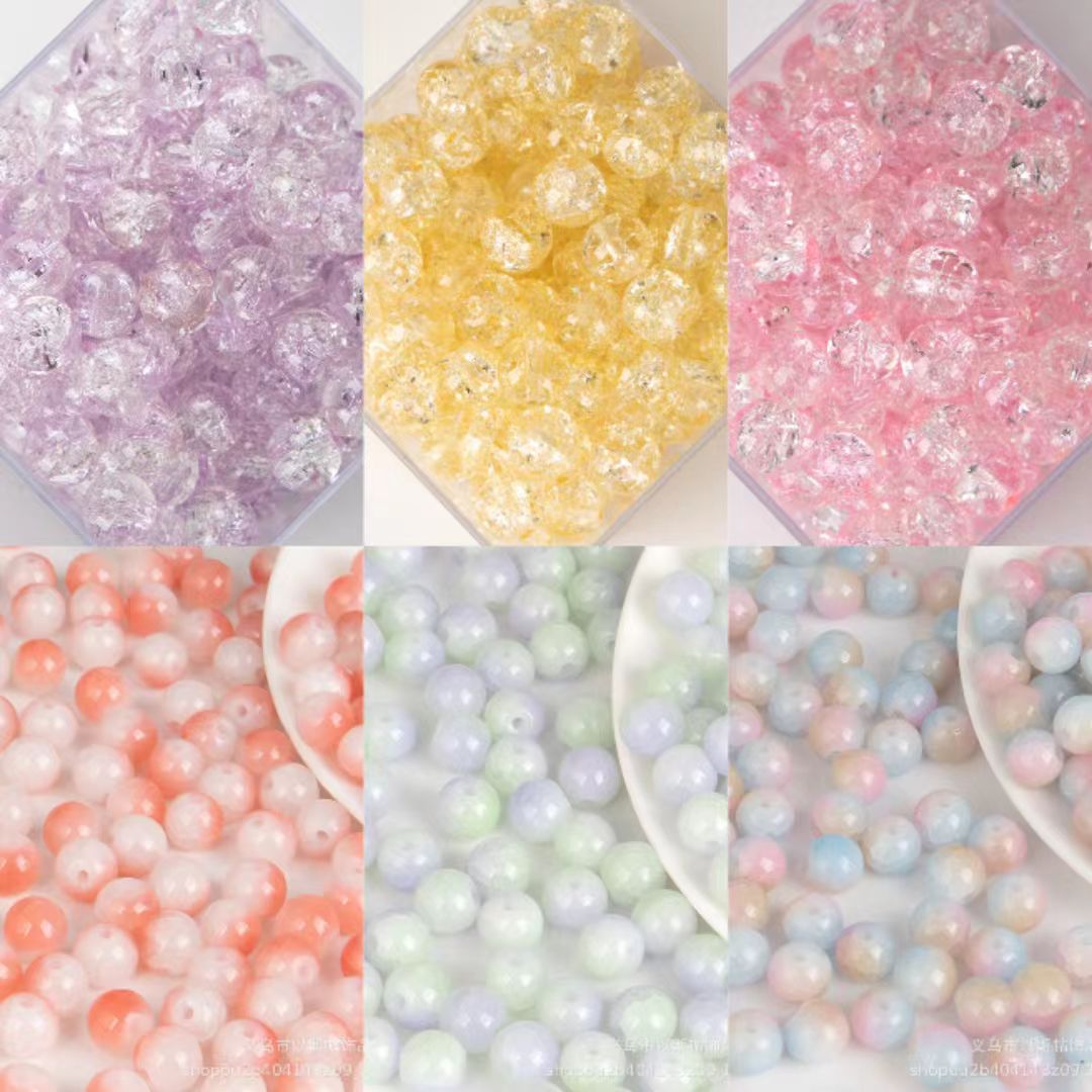 New Style 8mm/10mm Crackle Beads, Jade-Crushed Beads, Explosion-Pattern Beads DIY Accessories for Sweet & Ancient Style Ornaments, Chalcedony Loose Beads