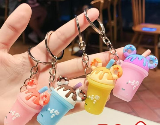 #Viral Donut Milk Tea Cup Keychain Pendant, Small Gift for Children's Day & Mall Opening
