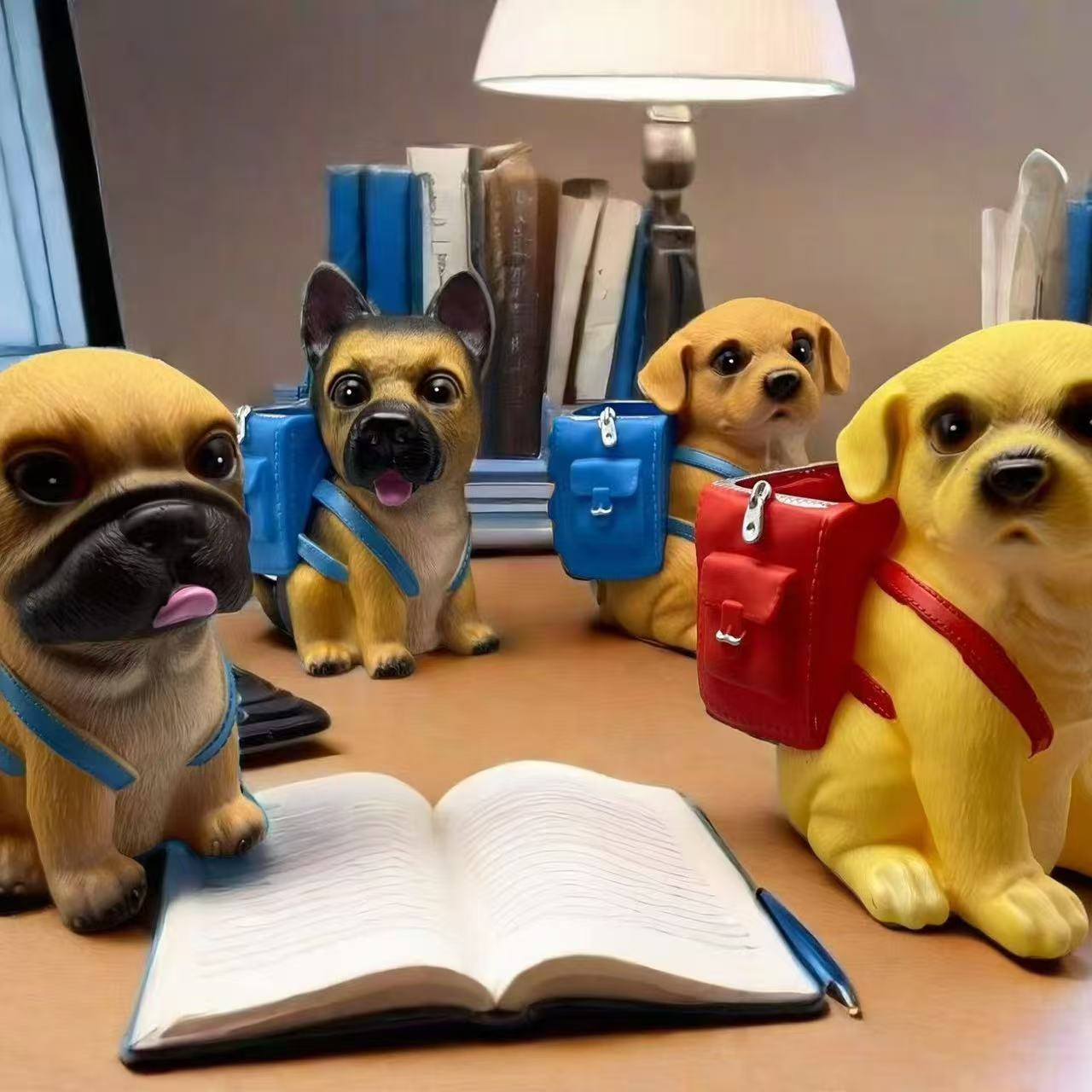 #New Style Vinyl Drop-Resistant Backpack Dog Pen Holder Ornament, 3D Stereo Storage for Desks