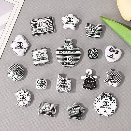#Perforated Chanel-Style Printed Beads & Heart Bag Designer Beads, DIY Beads for Phone Chains, Jewelry Accessories & Pen Decoration