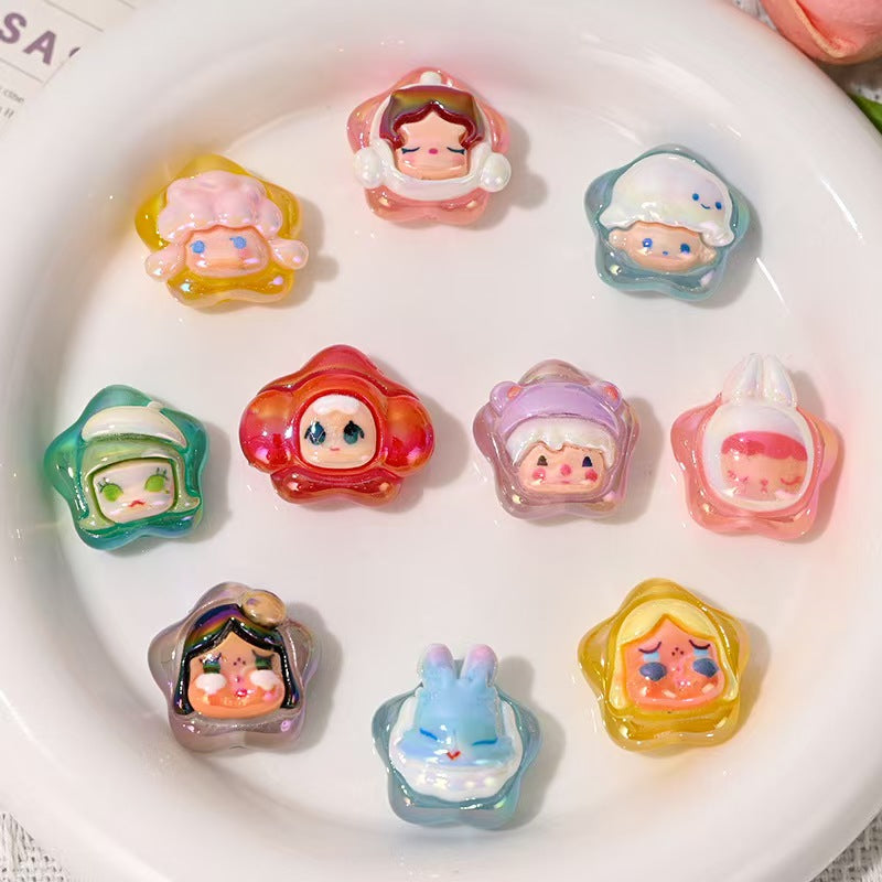 #Heavy-Duty Hand-Painted Beads: Cartoon Cute Oil-Coated Beads for DIY Accessories - Car Charms, Beaded Pen Chains & Phone Straps