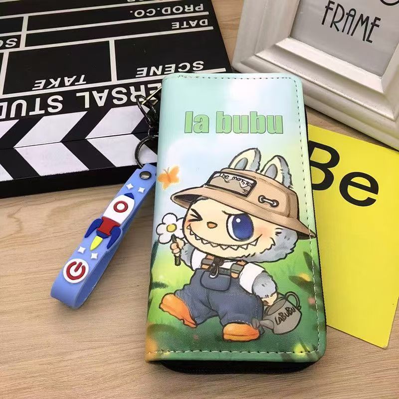 #Labubu Peripheral Long Wallet for Students, Cartoon Hand Rope,