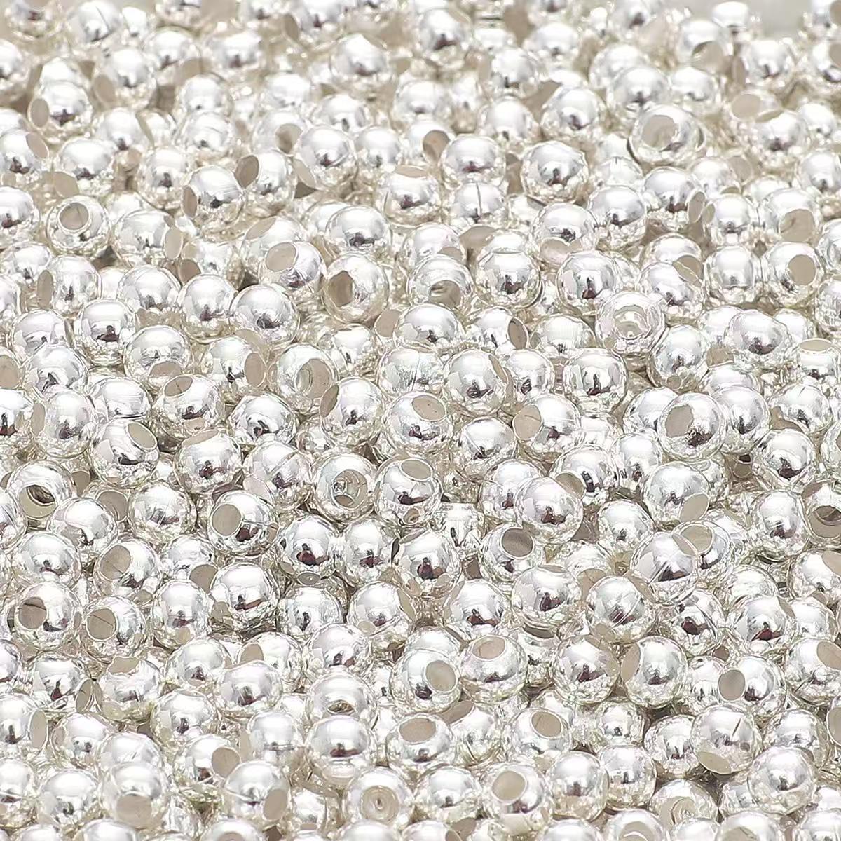 #Electroplated Metal Iron Round Beads, Bright Spacer Beads &amp; Loose Beads - Handmade DIY Bracelet/Necklace Jewelry