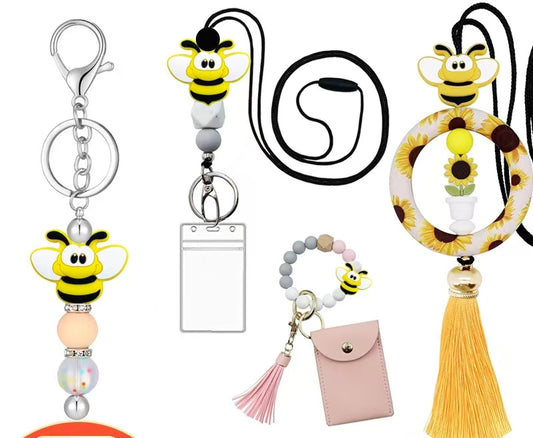 #Bee Silicone Beads, Cartoon Trendy Toy Silicone Loose Beads, DIY Silicone Beads for Keychain Accessories