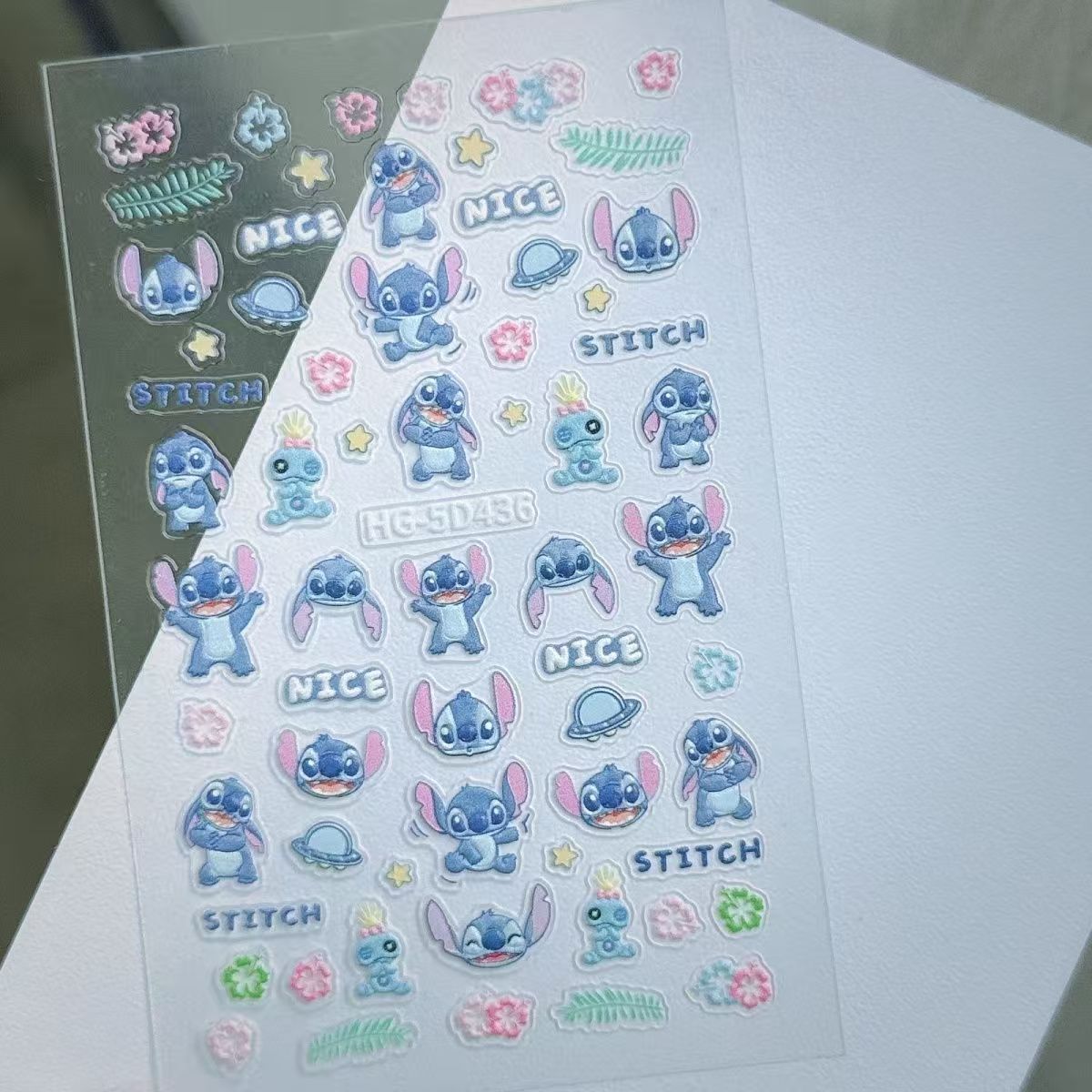 Bubu &  stitchTrendy Toy Nail Stickers, Cute 5D Embossed 3D Decal Stickers for Water Bottles, Pen Holders, Cameras and CCDs