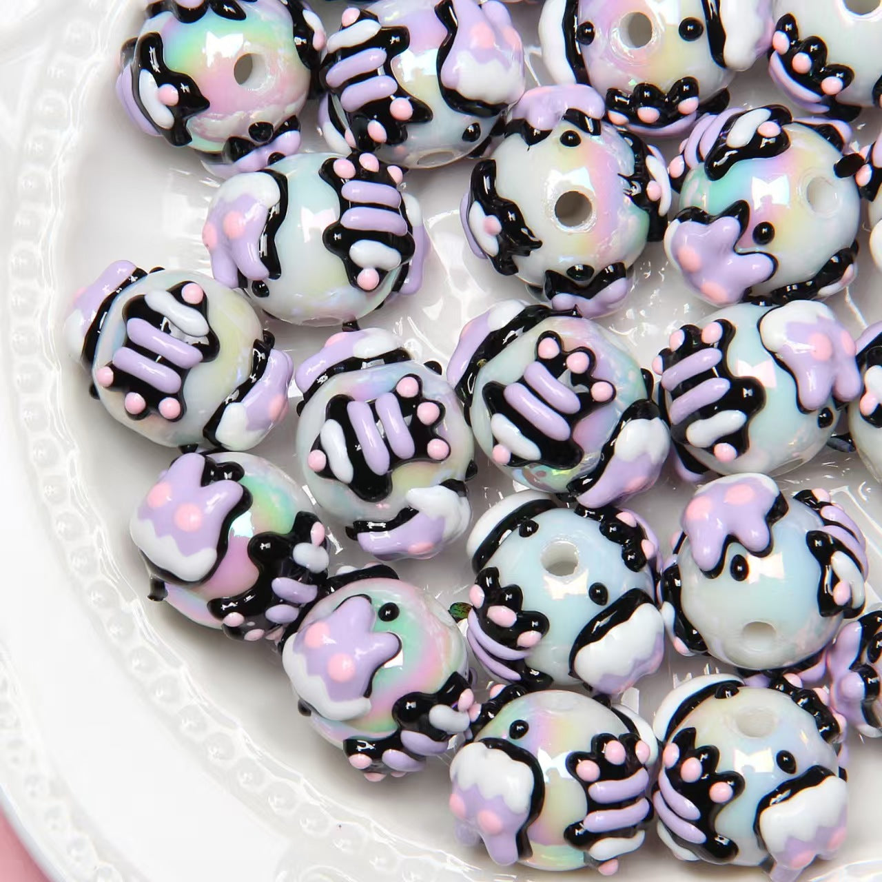 #New Arrival Oil-Coated Hand-Painted Beads: Cartoon Loose Beads for DIY - Beaded Pens, Phone Straps & Bracelets.