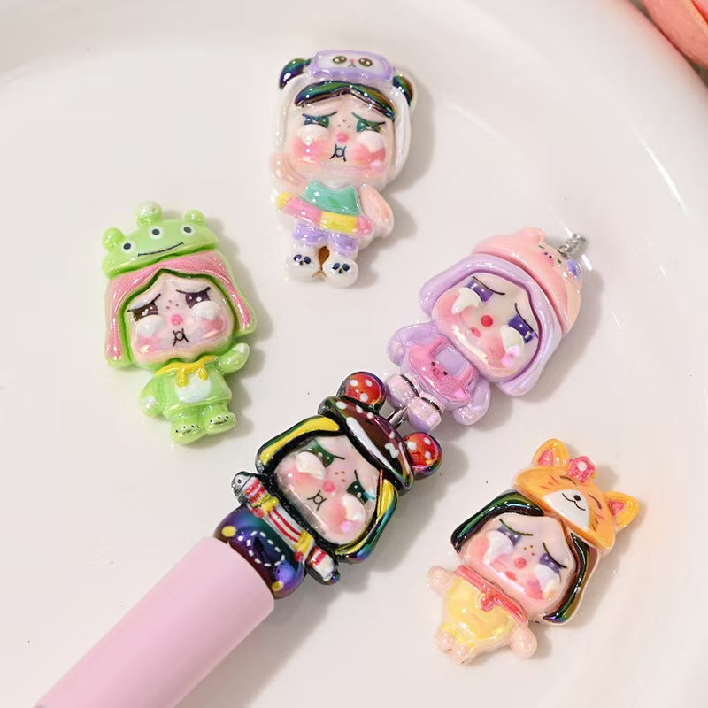 #Heavy-Duty Hand-Painted Beads: Cartoon Cute Oil-Coated Beads for DIY Accessories - Car Charms, Beaded Pen Chains & Phone Straps