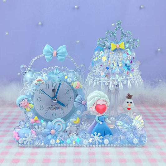 #Children's DIY Starlight Small Clock Self-Making Material Kit - Educational Handmade Night Light Cartoon Alarm Clock, a Toy for Girls