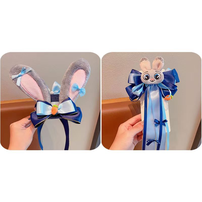 #Bunny Police Officer Kids' Cartoon Hair Clips, Girls' Sweet Hair Accessories, Judy Rabbit Cosplay Hair Pins