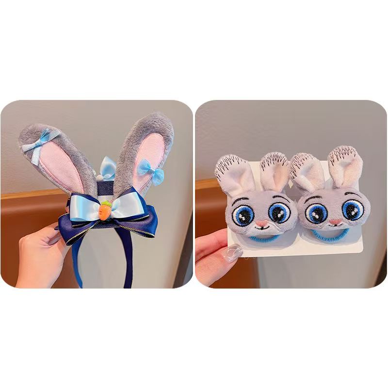 #Bunny Police Officer Kids' Cartoon Hair Clips, Girls' Sweet Hair Accessories, Judy Rabbit Cosplay Hair Pins