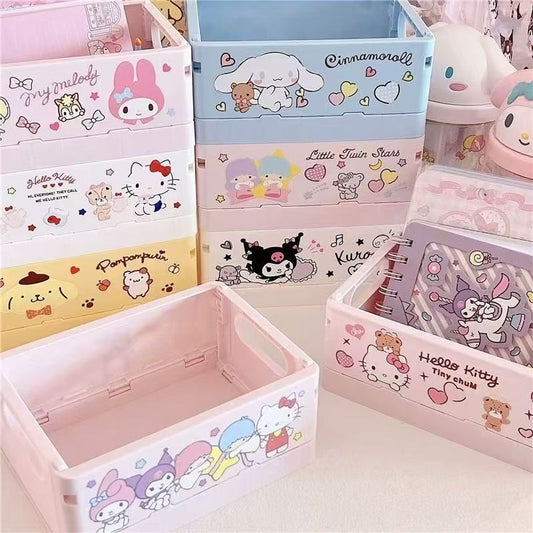 #Sanrio Desktop Storage Box Pen Holder, Kuromi Macaron-colored Plastic Box, Stationery Prize Organizer Storage Box