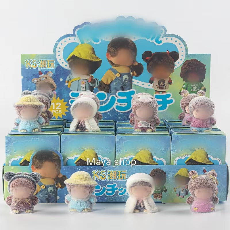 Flocked Small Ornaments, Children's Toys, Pop Mart Stall Wholesale Trendy Plush Doll Blind Bags & Blind Boxes