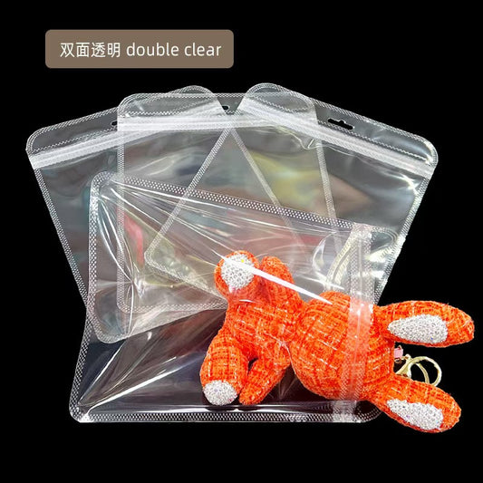 #16×20cm Square Transparent Plastic Ziplock Bags - Cute Creative DIY Packaging for Puzzles, Ballpoint Pens, Powder &amp; Diamond Bead Pens