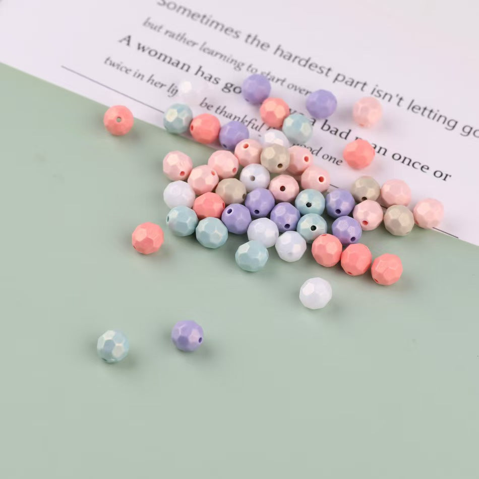 #Mixed-Color Cream Star & Heart Acrylic Loose Beads, DIY Handmade Straight-Hole Beads for Hair Accessories & Jewelry