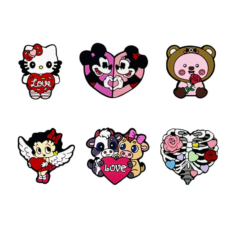 #New Valentine's Day Series Silicone Beads, Handmade DIY Beads with 3D Heart & Couple Cow Designs, for Bouquet Keychain Accessories