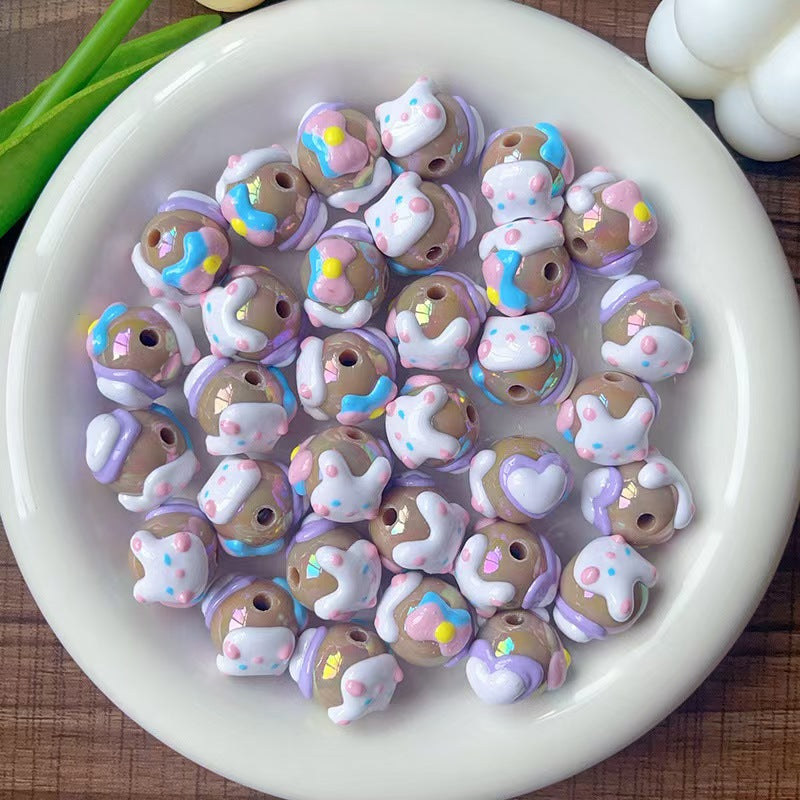 #Heavy-Duty Hand-Painted Beads: Cartoon Cute Oil-Coated Beads for DIY Accessories - Car Charms, Beaded Pen Chains & Phone Straps