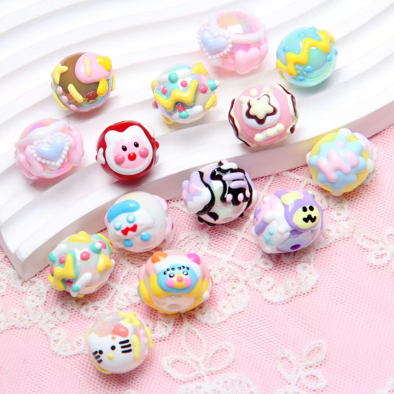 #New Arrival Oil-Coated Hand-Painted Beads: Cartoon Loose Beads for DIY - Beaded Pens, Phone Straps & Bracelets.