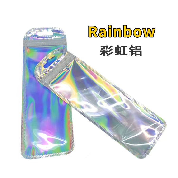 #7×18cm Cute Pink Gradient Color Ziplock Bags - Laser Holographic Seal Bags for Card Packaging, Gift Wrapping & Packing / Adorable Plastic Sealable Bag