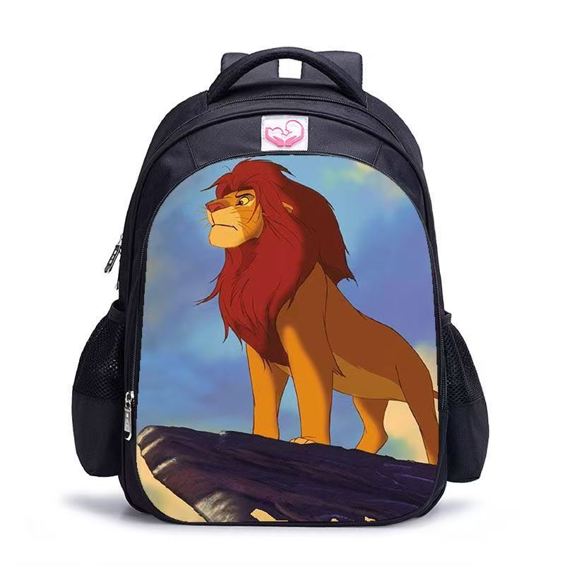 #Lion King Student Backpack, Black Cartoon Shoulder Bag for Boys and Girls, Customizable Single Piece