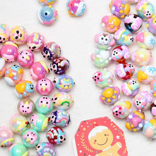 #New Arrival Oil-Coated Hand-Painted Beads: Cartoon Loose Beads for DIY - Beaded Pens, Phone Straps & Bracelets.