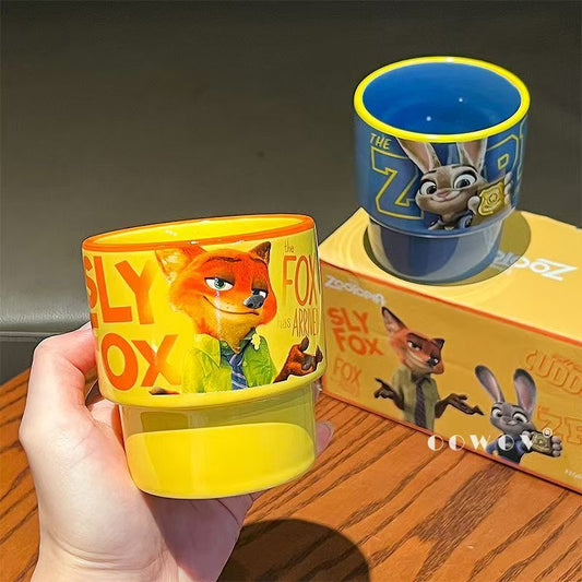 #2026New Zootopia Judy & Nick Co-branded Ceramic Mug, High-Aesthetic Coffee Cup, Perfect Birthday Gift