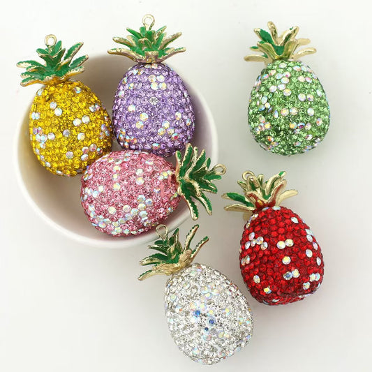 #Bling Diamond-Inlaid Pineapple Keychain | Soft Clay DIY Charm