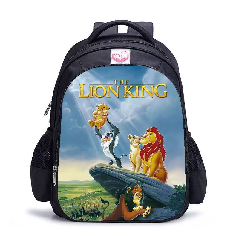 #Lion King Student Backpack, Black Cartoon Shoulder Bag for Boys and Girls, Customizable Single Piece