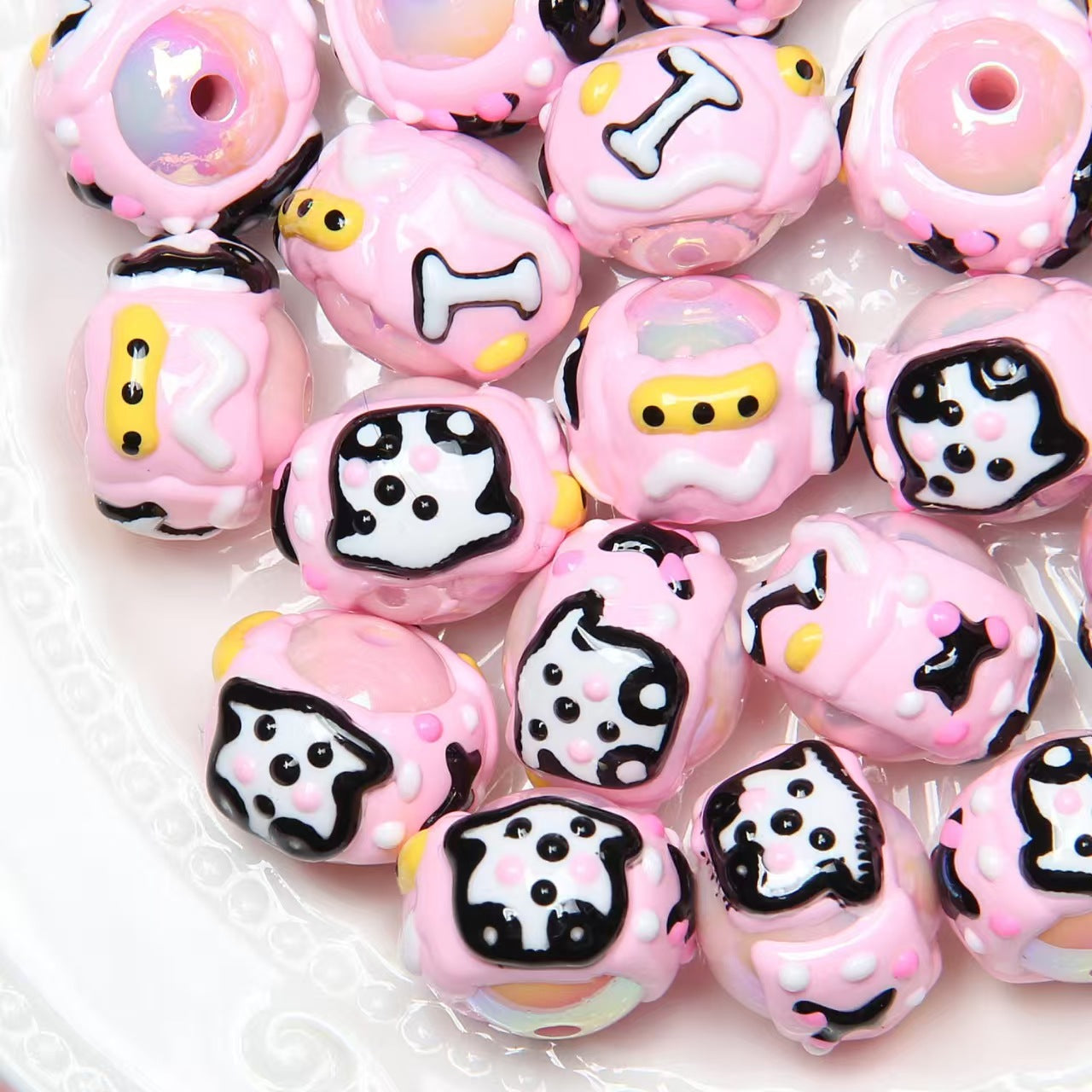#New Arrival Oil-Coated Hand-Painted Beads: Cartoon Loose Beads for DIY - Beaded Pens, Phone Straps & Bracelets.