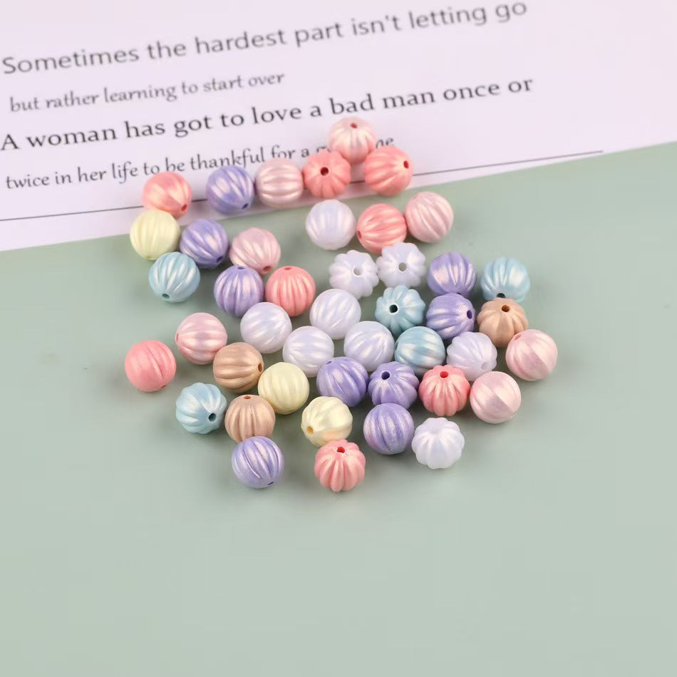 #Mixed-Color Cream Star & Heart Acrylic Loose Beads, DIY Handmade Straight-Hole Beads for Hair Accessories & Jewelry