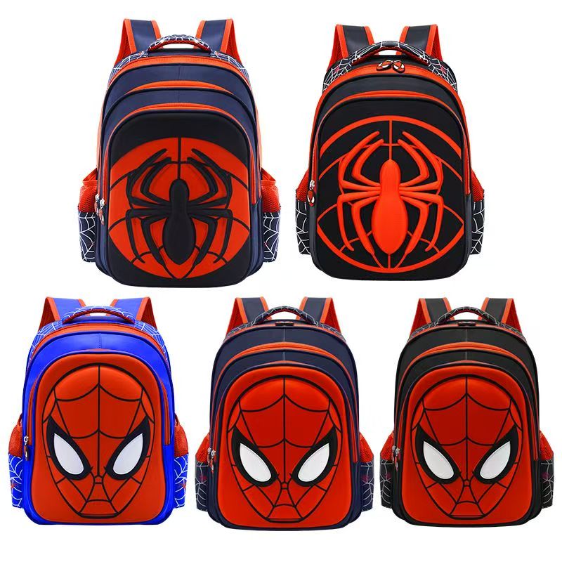#New Kids Spider-Man Backpack for Grades 1-3-6, 3D Cartoon Waterproof School Bag, Kindergarten Boys Shoulder Backpack