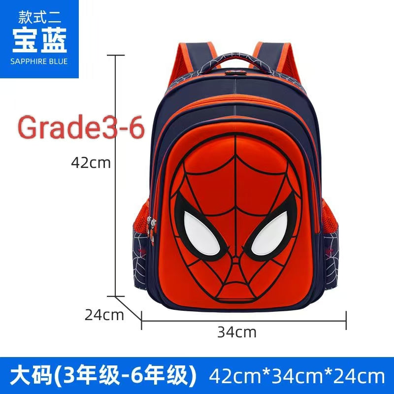 #New Kids Spider-Man Backpack for Grades 1-3-6, 3D Cartoon Waterproof School Bag, Kindergarten Boys Shoulder Backpack