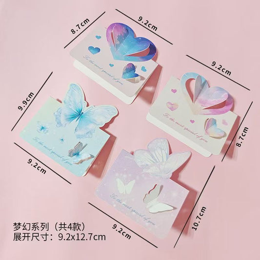 #High-Aesthetic INS-Style Handwritten Greeting Cards, Festival Universal Exquisite 3D Flower Foldable Cards, Customizable Version