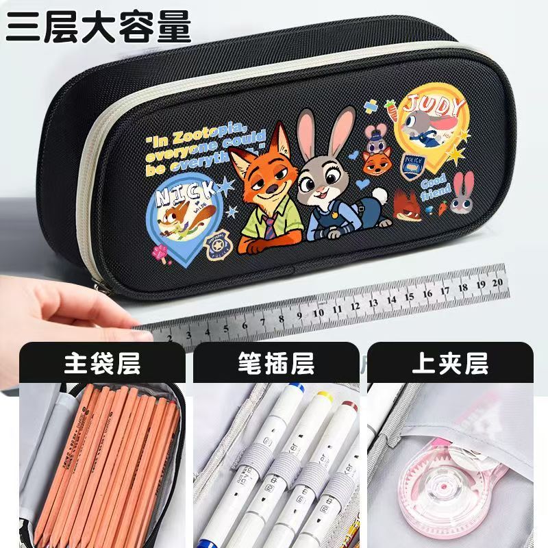 #Zootopia Same-Style Pencil Case, Cute Nick & Judy Large-Capacity Multi-Functional Pencil Box for Students