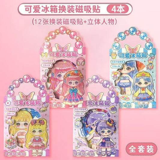 #Princess Dress-Up Magnetic Stickers for Girls – Kids' DIY Refrigerator Magnets, Reusable Dress-Up Stickers & Dress-Up Toy Stickers