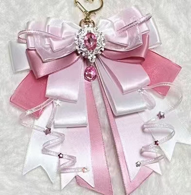 #Whimsical Sky-Pink Fusion Bow Ornament