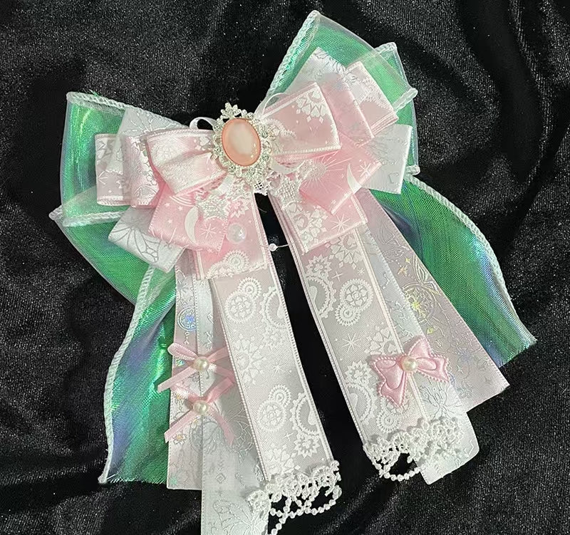 #Whimsical Sky-Pink Fusion Bow Ornament