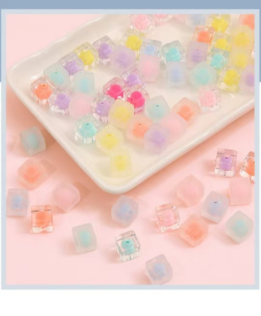 #Transparent Frosted Acrylic Square Bead