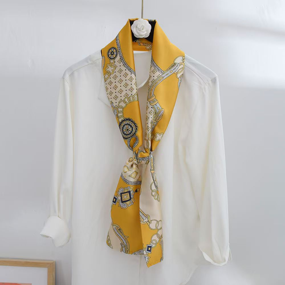 #Star Yao Chen's同款 Scarf - Women's Spring/Autumn Small Silk Scarf